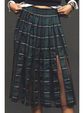 Anthropologie Maeve Pleated Tulle Knee-Length Skirt S